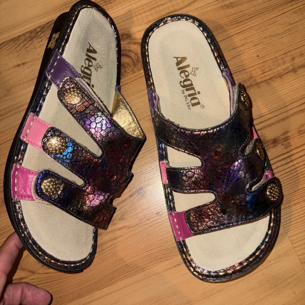 Alegria 5 - 5.5 EU 35 Pink Purple Gleam Venus Multicolor Slip On Sandals